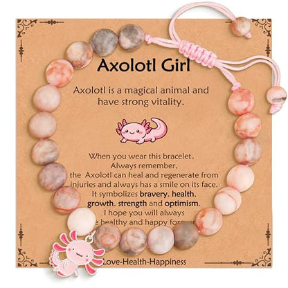 Axolotl/Horse Bracelet Gifts for Girls Kids, Charm Pearl Bead Bracelet Cute Stuff Birthday Jewelry for Daughter Granddaughter Teens - style: Axolotl-Girl-2