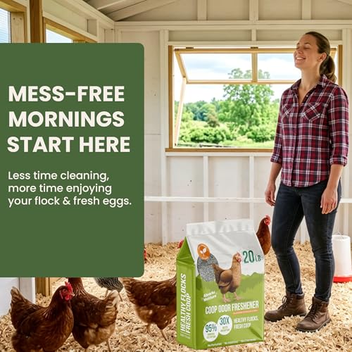 Chicken Coop Refresher - 20 Pounds: All-Natural Odor Eliminator, Moisture Absorber, and Ammonia Neutralizer - Deodorizer,Chicken Coop Accessories for Chickens Run- Remove Smell of Chicken Coops | Ammonia Neutralizer Zeolite Deodorizer Chicken Coop Accesso