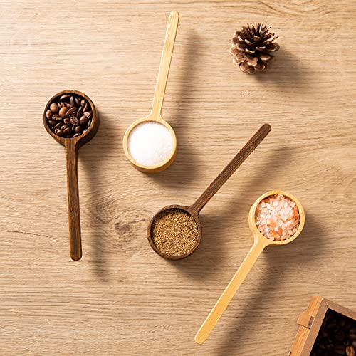Bamboo Coffee Scoop Long Handle Measuring Scoop for Glass Food Jars - color: Brown 2 pcs