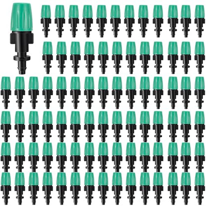 50 Pcs 1/4" Misting Nozzles Drip Irrigation Spray Emitters | Adjustable Flow 1/4 Inch Drip Irrigation Atomizing Nozzles Irrigation Sprinkler Heads for Garden Irrigation Misting System - color: Barbed Spray