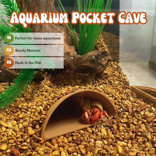 REEFSHAPE Aquarium or Terrarium Pocket Cave | Minimalist Shelter Cave for Fish, Shrimp, Reptiles, Amphibians, & More! | Made in USA (Pocket Cave, Tan) - style: Pocket Cave, Tan