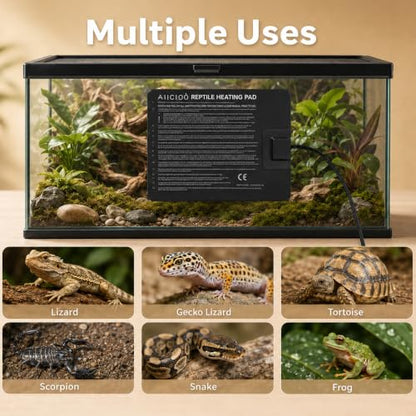 Aiicioo Reptile Heating Pad - Hermit Crab Heater Heat Mat for Reptiles Snake Lizard Terrarium 8 Watt - size: 6" X 8"(8W)