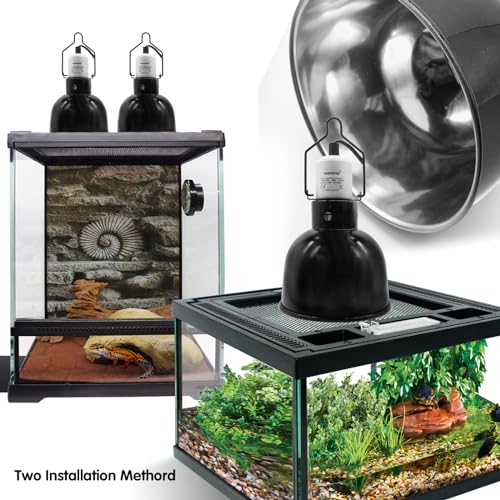 Reptile Light Fixture 2 Pack 5.5 Inch Deep Dome Lamp Fixture,Optical Reflection Reptile Basking Heat Bulb Lampshade for Bearded Dragon, Turtle, Snake and Lizard Terrarium - size: 5.5inch 2pack