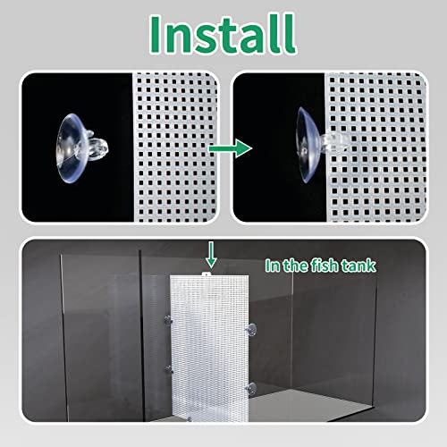 2 Pack Fish Tank Divider, Plastic Grid Cuttable Grid Plate Fish Separator with 12 Suction Cups DIY Designed Clear Easy to Bent 17 * 13in - size: 17x13in