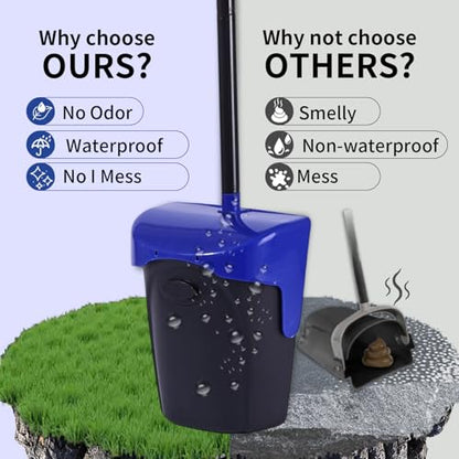 ienjoyed 43" Tall Pooper Scooper Large Swivel Bin & Rake with 100 Waste Bags,Heavy Duty Dog Pooper Scooper for Dogs, Long Handle Poop Scooper with Lid for Yard, Grass, Gravel (Blue) - color: Blue（43“ Tall）