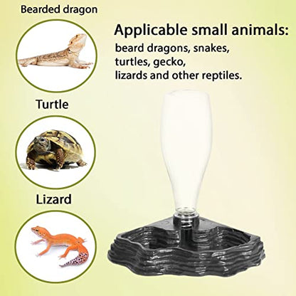Automatic Reptile Water Dish 13.5Oz Reptile Water Bowl Bearded Dragon Leopard Gecko Snake Lizard Terrarium Tank Accessories… (Black) - color: black