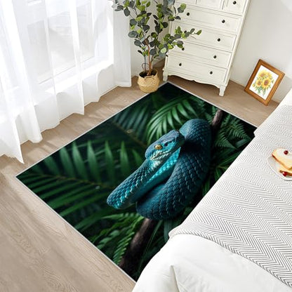 Snake Area Rug for Bedroom, Serpent Washable Rugs, 5x6 Rug for Living Room, Non Slip & Soft Low Pile & Stain Resistant Large Carpet, Python Reptile Home Decor Gifts - size: 5' x 6' (Rectangular)