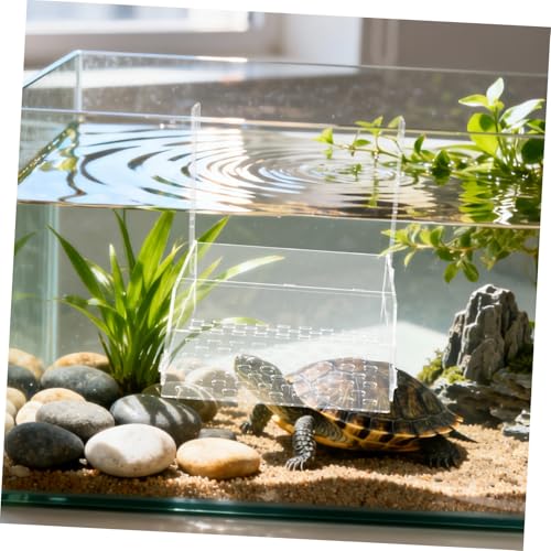 Extra Large Hanging Turtle Basking Platform with Slip-Resistant Ramp, Acrylic Turtle Dock for Aquarium Tank, Floating Reptile Resting and Feeding Area