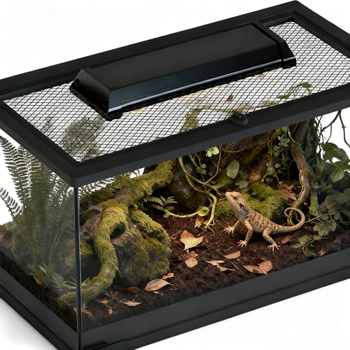 UVB & UVA Light for Reptiles, Dimmable LED Full Spectrum Sunlight Lamp with 3 Lighting Modes, 4/8/12H Timer for Tortoise, Gecko, Bearded Dragon, 8W Reptile Lamp, 8IN - size: 8IN