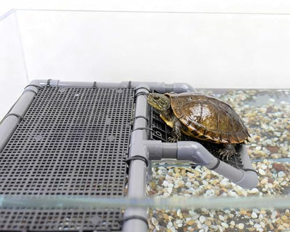 Extra Large Turtle Basking Platform, Turtle Tank Accessories | Sturdy and Stable Standing Dock with Non-Slip Ramp for Large and Heavy Turtles Fit for75-120 Gallon Tanks - size: Basking Platform 13.4" W × 7.7" D