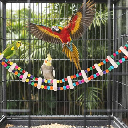 Bird Cage Ladder 22 x 3.93 in Climbing & Swing Toys Parakeets Cage Accessories Wooden Bird Playground Hanging Ladder for Small Birds Cockatiel(10 Steps)