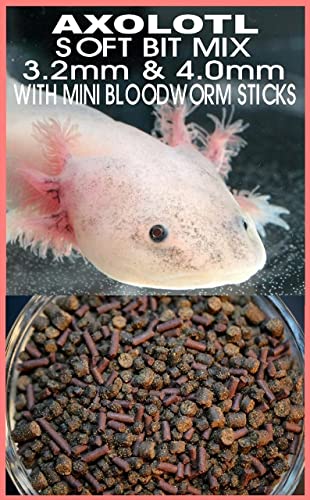 Gourmet Axolotl Soft Food Pellet Mix 3.2mm & 4.0mm & MINI BLOODWORM Sticks (2oz) - A7 - size: 2 Ounce (Pack of 1)