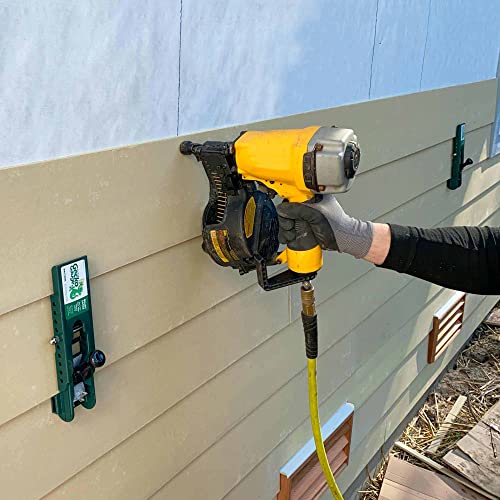 PacTool Gecko Gauge Siding Tool - LP Wood Installation, 2-Pack Green | 8" x 3/8" plastic gauges for LP siding & vinyl mounting blocks. Includes 2 clips. Compatible with engineered wood systems. - size: 3/8” Thickness for LP Siding, style: STANDARD
