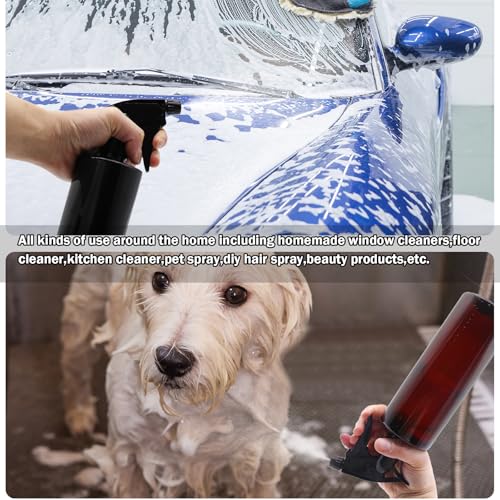 360° Water Spray Bottle 2 Pack 16 oz Continuous Plastic Empty Spray Bottles Mister for Hair,Cleaning,Plants,Upside Down,Fine Mist and Stream Setting,Black - color: Black