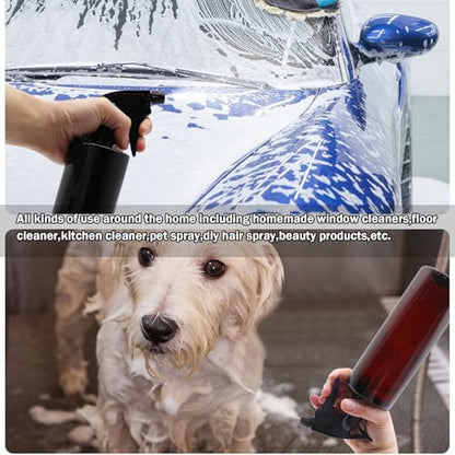 360° Water Spray Bottle 2 Pack 16 oz Continuous Plastic Empty Spray Bottles Mister for Hair,Cleaning,Plants,Upside Down,Fine Mist and Stream Setting,Black - color: Black