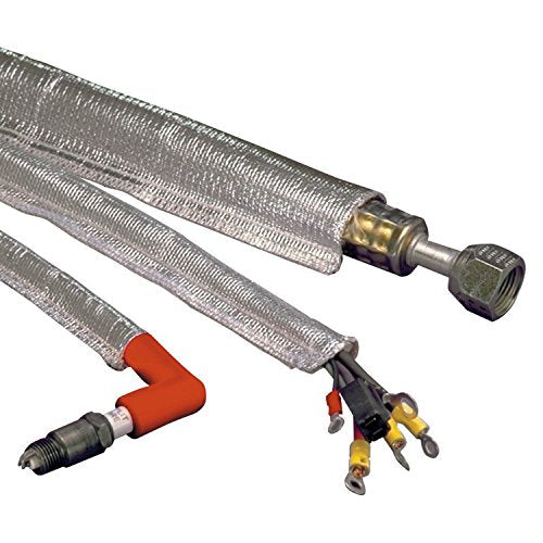 Design Engineering Heat Sheath Aluminized Sleeving – 1/2" I.D. x 3 ft | High-Temperature Heat & Abrasion Protection for Hoses, Lines & Wires | Reflects Up to 2000°F | Made in USA - size: 1/2" I.D.
