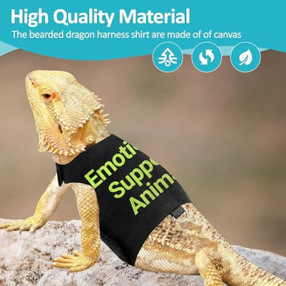 Bearded Dragon Lizards Clothes with Leash Set - Cute Lizard Reptile Small Animal Adjustable Harness Clothes for Walking Outdoor Security Costume Photo Prop(Green - color: Green
