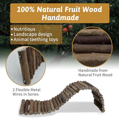 Hamiledyi 2PCS Natural Wood Hamster Climbing Ladder & Hideout Toy - Multi-Size Small Animal Cage Accessories for Syrian Hamsters, Mice, Gerbils, Sugar Gliders (21.7x3.5 Inch) - size: 21.7" × 3.5" (2 pcs)