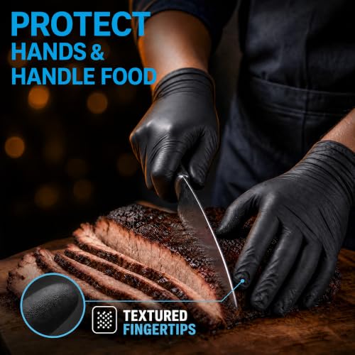 HEAVY DUTY 6 Mil Nitrile Black Gloves Disposable Latex Free Rubber Cooking Cleaning Food Prep Tattoo Gloves 1000PCs - size: Large
