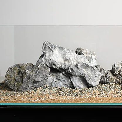 Seiryu Stone Natural Aquascaping Rock 17lb Planted Aquarium Iwagumi | Bluish veined texture; iwagumi aquascape - size: 06 Seiryu Stones(3-11inch,17lbs)