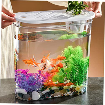 Transparent Plastic Fish Tank for and Small Reptiles Modern Desktop Aquarium Decoration Landscape Holder for Use