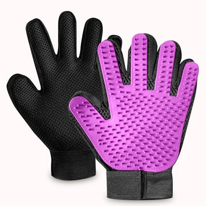 Upgrade Pet Grooming Gloves, Grooming Gloves for Dogs, Cats, Rabbits & Horses with Long and Short Hair, Efficient Pets Hair Remover Mittens - 1 Pair (Purple) - color: Purple