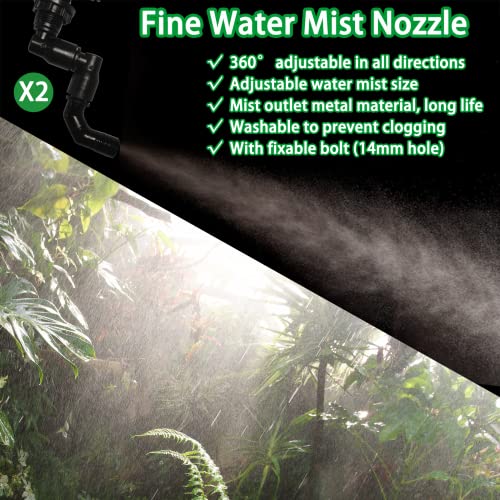 2-Pack Reptile Mister Nozzles - 1/4'' Reptile Fogger Fine Mist Nozzles for Terrarium, Paludarium, Vivarium, Plants, Amphibians, Tank - size: Single Nozzle*2