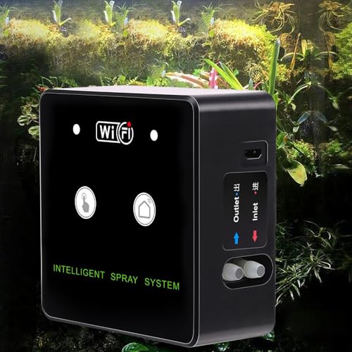 lyrlody Rainforest Terrarium Spraying System - 360° Rotation Nozzle, APP Control, Fine Mist, Compact Design, Flexible Water Input (10m 4 nozzles)