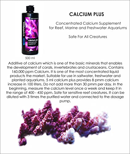 Crystalpro Calcium Plus - Highly Concentrated Liquid Calcium for Marine, Reef Aquariums and Freshwater Snails - Contains 160.000 ppm Calcium (4.22 Fl Oz)