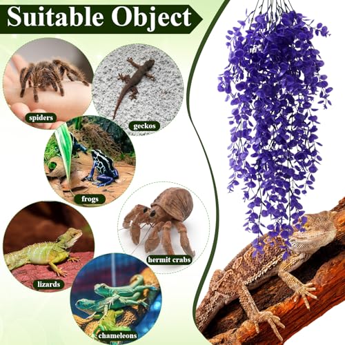 8 Pack Reptile Plants Terrarium Hanging Plant Vine Boston Climbing Terrarium Plant with Suction Cup for Bearded Dragons Lizard Crested Gecko Snake Crab Tank(Multicolor Series,4 Colors) - style: Multicolor Series