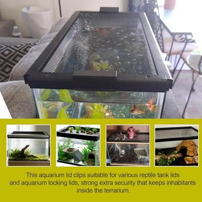 6Pack Reptile Terrarium Covers Heavy Duty Screen Clips for 5-29 Gallons, Aquarium Lid Clips for Reptile Tank Lid, Rreptile Enclosure Lock for Amphibian and Turtle Terrarium Covers