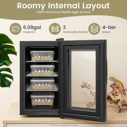 Reptile Egg Incubator Digital Temperature Control Incubator w/LED Display | 23L Large Capacity Reptile Incubator with Smart Thermostat System 50–104°F ±3°C Accuracy,Built-in Fan for Even Heating