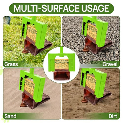 Dispoz-A-Scoop® Revolutionary 4-in-1 Dog Poop Scooper, 24" Handle & 8 Refill Bags - Fast, Easy, Clean with Disposable Bag Attachment, Just Scoop & "Pop" into trash. U.S.A, Always Stays Clean. - style: Scooper
