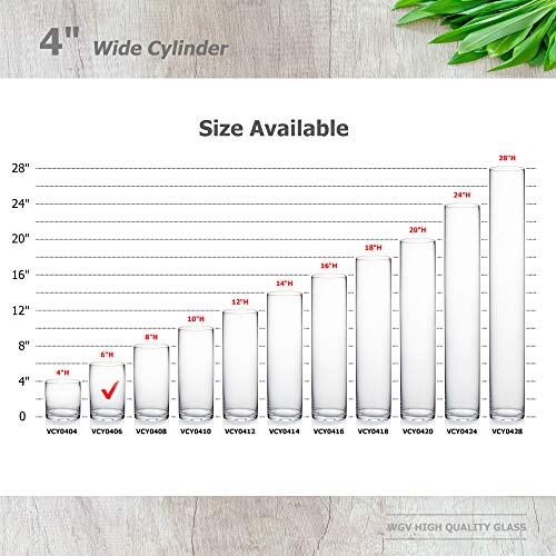 WGVI Quality Thick Weighted Clear Cylinder Glass Vases, 4" W x 6" H, Flower Arrangement Glass Candle Holders Wedding Centerpieces Terrarium Planter Floral Storage Container Pen Brush Holder, 1 Piece - size: 4"x6"H