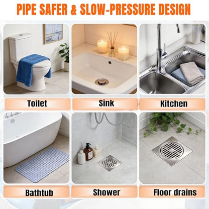 Toilet Unclogger Drain Auger Plunger for Kitchen,Sink,Bathroom,Shower,Floors Drain,No Extra Accessories, Lightweight & Easy to Use for Women & Elderly, Clog Remover Tool Fits NPS 1.5-4.5" Pipes | Kitchen, Sink, Bathroom, Shower, Floors Drain, No Extra Acc