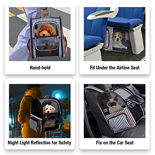 Large Cat Backpack Carrier Expandable Pet Carrier Backpack for Small Dogs Medium Cats Fit Up to 18 Lbs, Dog Carrier Backpack,Puppy Backpack Carrier, Striped - color: Striped