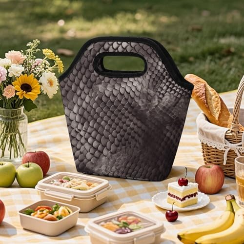 Classic Snake Skin Lunch Bag for Women/Men, Lunch Box Bag Insulated, Lunch Tote Reusable Portable for Work Outdoor Travel And Picnic Beach