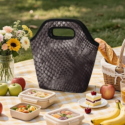 Classic Snake Skin Lunch Bag for Women/Men, Lunch Box Bag Insulated, Lunch Tote Reusable Portable for Work Outdoor Travel And Picnic Beach