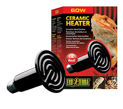 Exo Terra's Ceramic Heater - 60 W Lamp Pack for Reptile Heat, Ceramic Emitter with 150-Watt Ceramic Heat Emitter, Compatible with Exo Terra Light and Thermostat - size: 60 Watts
