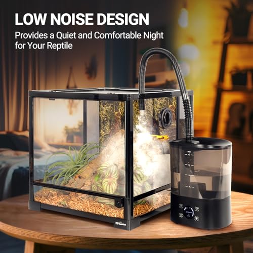 REPTI ZOO 4L Reptile Fogger Mister, Reptile Humidifier with Integrated Water Tank Design for Reduced Leaking, Ultra Quiet Terrariums Digital Tank Timing Humidifier, Intermittent Humidification Fogger
