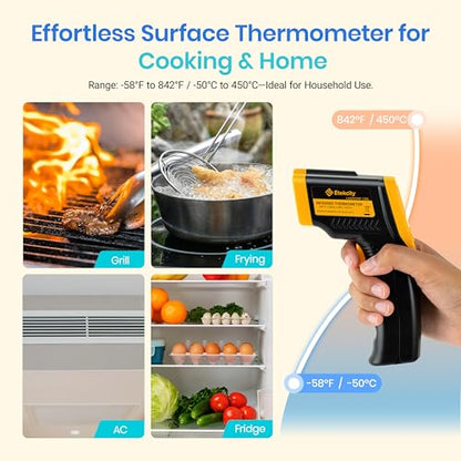 Etekcity Infrared Thermometer Laser Temperature Gun 774 | Cooking, Pizza Oven, Griddle, BBQ, Meat, HVAC, Engine, Adjustable Emissivity, MAX Display, Surface Measurement - color: Light Yellow, style: Classic