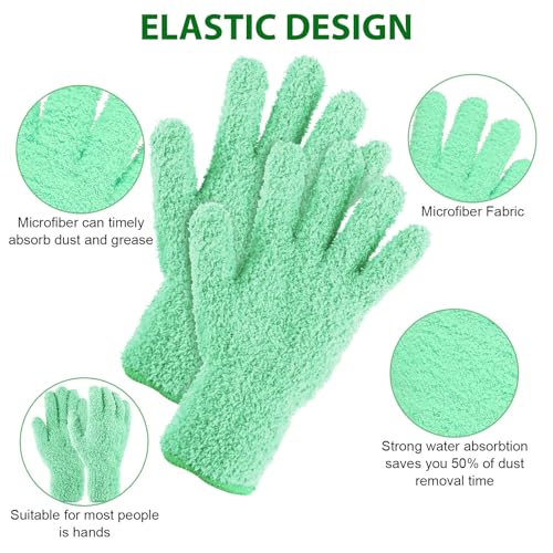 Plant Dusting Gloves, Microfiber Dusters for Cleaning Kitchen Indoor Mitt for House Use Desk Window Blind Screen Wash