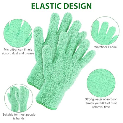 Plant Dusting Gloves, Microfiber Dusters for Cleaning Kitchen Indoor Mitt for House Use Desk Window Blind Screen Wash
