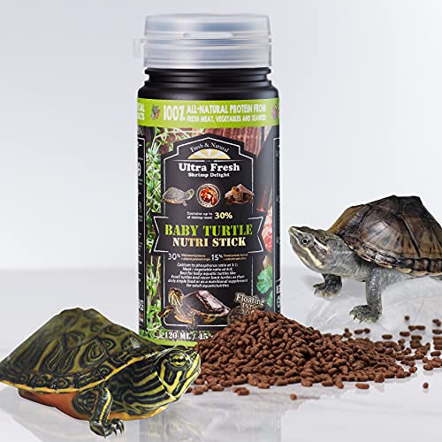 Ultra Fresh Floating Baby Turtle Food, All Natural Ingredients, Wild Sword Prawn, Calcium Vitamin D Enriched for Picky Aquatic Turtles, Baby Turtle Nutri Stick 1.6 oz - size: 1.6 Ounce (Pack of 1)