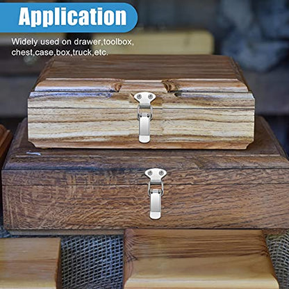 Hotop 4Pcs Latch Spring Loaded Toggle Latch Stainless Steel Catch Hasp Clamp Clip Lock for Tool Box Cabinet, Wooden Case, Jewelry Box, Chest