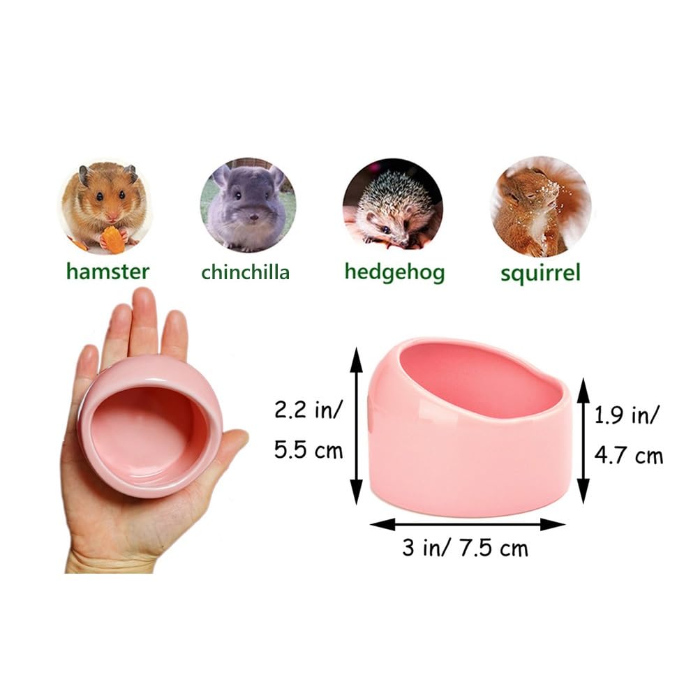 Exotic Nutrition No-Tip Ceramic Feed Station - Durable Ceramic & No Escape Feed Dish - Hamsters, Hedgehogs, Chinchillas, Rats, Ferrets, Guinea Pigs, Rabbits, Squirrels, and Reptiles (Pink) - color: Pink