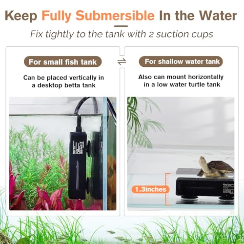 hygger Mini Fish Tank Submersible Heater 75W for 10-15 Gallons Small Betta Aquarium Heater with Digital Display Controller Adjustable Temperature - size: 75 Watt