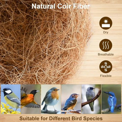 Sukh 2PCS Coconut Fiber for Bird Nest - Bird Nest Bedding for Hummingbird Finch | Coconut Bird Nest Finch Coconut Fiber Loose Bedding Substrate for Laying Eggs, Resting Materials for Birds, Hummingbird Parak
