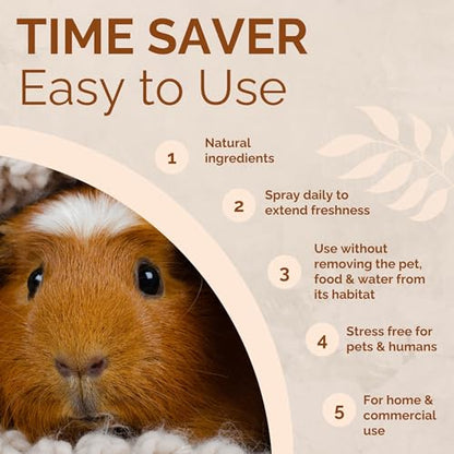 No Scent Small Animal Guinea Pig Cage Cleaner | Hamster & Rabbit Habitat Pet Odor Spray (8 Fl Oz / 237 mL) - size: 8 Fl Oz (Pack of 1)