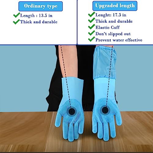 Pet Grooming Gloves Pet Hair Remover Cat, Dog Washing Gloves Silicone Heat Resistant Cleaning Gloves with High-Density Teeth Grooming Gloves for Dogs, Cats, Horses, Rabbits (1 Pair - Blue) - color: 1 Pair - Blue